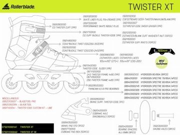 Размеры роликовых коньков Urban Freeride Rollerblade Twister XT 42-42,5