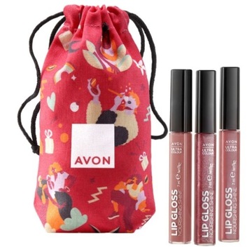 AVON Zestaw Ultrabłyszcz Błyszczyk Peony Blush Forbidden Fig Gleaming Guava