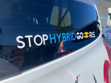 Автомобильная наклейка STOP HYBRID GO SMOG, автомобильная наклейка