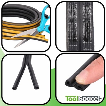 Уплотнитель РЕЗИНОВЫЙ САМОКЛЕЯЩИЙСЯ для окон и дверей, ТИП П, 25 метров, ЧЕРНЫЙ