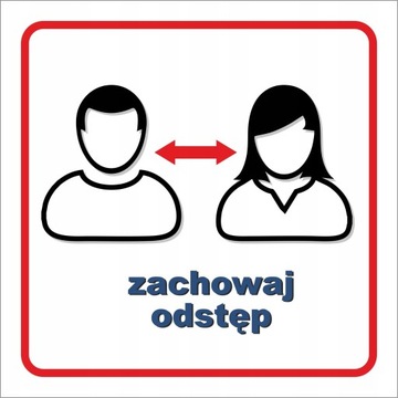 NAKLEJKA dezynfekcja zachowaj odstęp maseczki 20cm