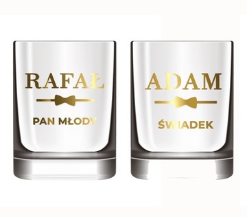 2 szklanki do whisky z LUSTRZANYM napisem wesele