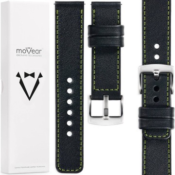 Pasek 22mm do zegarka premium elegancki handmade MOVEAR Czarny