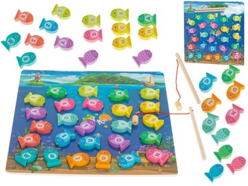 GRA DREWNIANA RYBKI ŁOWIENIE RYBEK NA MAGNES MONTESSORI