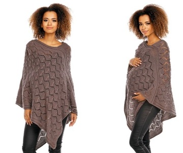 Ażurowe poncho sweter długi oversize