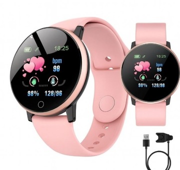 СВЕТОДИОДНЫЕ НАУШНИКИ РОЗОВЫЕ КОШАЧЬИ УШИ + РОЗОВЫЙ УМНЫЙ РЕМЕСЛ - СОВРЕМЕННЫЕ ЧАСЫ