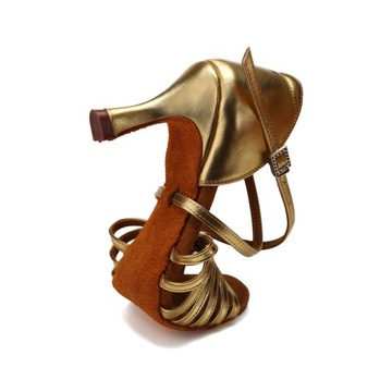 BUTY DO TAŃCA TANECZNE POŁYSKUJĄCE ZŁOTE 7,5cm