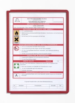 Информационная панель формата А4 с антибликовой фольгой красного цвета Durable Sherpa x 5