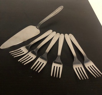 Zestaw do ciasta łopatka + 6 widelczyków / 34