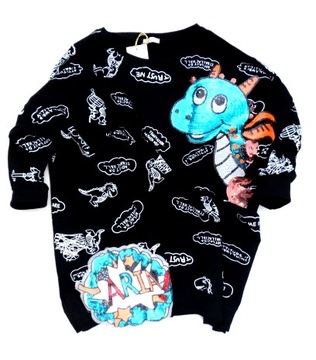 Włoska bluza oversize SMOK litery multicolor M LXL