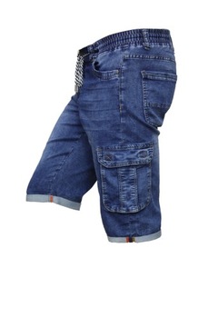 SPODENKI MĘSKIE JEANS na gumce- BOJÓWKI W46 PAS 124-126+