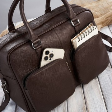 Dámska kožená cestovná kabelka do ruky a na rameno hnedá PAOLO PERUZZI