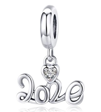 MD CHARMS napis LOVE miłość | SREBRO 925
