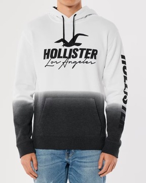 bluza Abercrombie Hollister XL kangurek ombre biała czarna