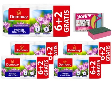 DOMOWY Papier Toaletowy MIĘKKI BIAŁY 40 ROLEK (6+2)