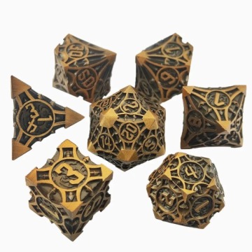 НАБОР ИЗ 7 МЕТАЛЛИЧЕСКИХ КУБИКОВ ДЛЯ РПГ «СТИМПАНК ИЗОБРЕТАТЕЛЬ»