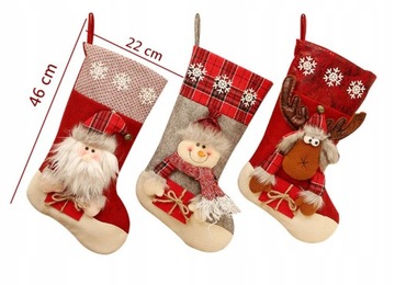Рождественские чулки для подарков 3шт 46*22см
