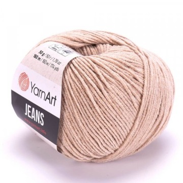 WŁÓCZKA YARNART JEANS 87 BEŻOWA BEŻ CAPPUCCINO 50 gr 160 m