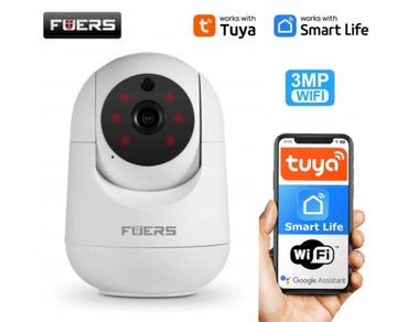 KAMERA OBROTOWA WIFI IP Fuers 3MP Tuya Smart Home STEROWANIE TELEFONEM