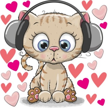 Наклейка на стену XXL LARGE HEART CAT 115x105