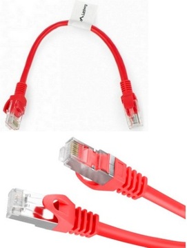 Kabel sieciowy ETHERNET internetowy kat 6 FTP RJ45 0.25m Skrętka Czerwony