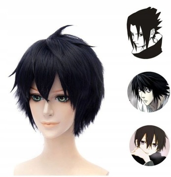 ANIME COSPLAY PERUKA KRÓTKIE WŁOSY ciemny brąz JAK NATURALNA DUŻA OBJĘTOŚĆ