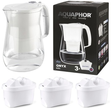 Dzbanek Filtrujący do Wody Aquaphor Onyx 4,2L Pojemny Duży + 3 Wkłady Mg