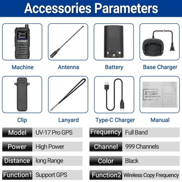 Baofeng UV-17 PRO GPS Air Band Walkie Talkie 999CH беспроводная