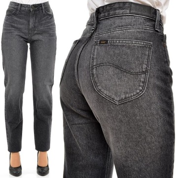 LEE spodnie HIGH grey jeans MOM STRAIGHT _ W28 L33