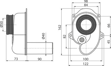 Сифон для писсуара горизонтальный DN40