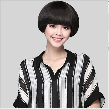 Peruka Mushroom Head Girls Fluffy Short Straight Hair Slim Face B94-29