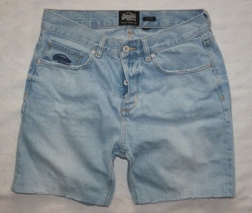 Spodenki jeans z przetarciami SUPERDRY Denim Goods JPN r. M , pas W 30