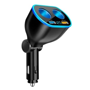 Podwójny rodzaj USB-C ładowarka samochodowa cyfrowy wyświetlacz QC3.0