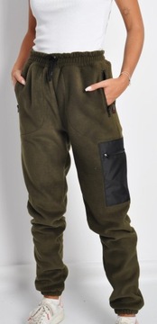 БРЮКИ ЖЕНСКИЕ ТЕПЛЫЕ ФЛИСОВЫЕ, ТЕМНО-ЗЕЛЕНЫЕ S