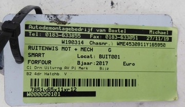 MECHANIZMUS STĚRAČE SMART FORFOUR A4538200040
