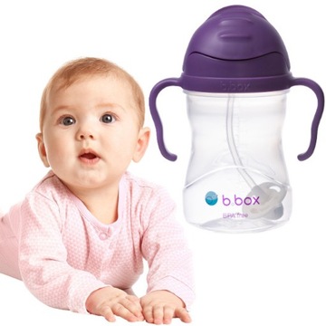 B.box bidon dla dzieci - kubek niekapek ze słomką 240 ml winogronowy 6m+