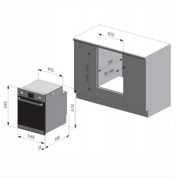 Комплект 45см. Freggia: варочная панель HCG430VGTB + духовка OESF45B