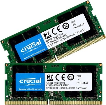 NOWA PAMIĘĆ RAM CRUCIAL 64GB(2x32GB) DDR4 3200MHZ SODIMM