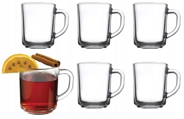 ZESTAW 6 SZT SZKLANEK SZKLANKA Z UCHEM 200ML KUBKI SZKLANE KOMPLET