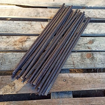 Stare druty pręte stalowe gładkie fi 12mm 55cm 20szt PRL loft industrial