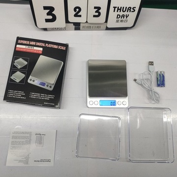 ЦИФРОВЫЕ КУХОННЫЕ ВЕСЫ 3КГ/0,1Г С ЗАРЯЖКОЙ USB, СЕРЕБРЯНЫЕ