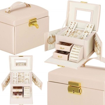 SZKATUŁKA NA BIŻUTERIĘ ETUI ORGANIZER PUDEŁKO ELEGANCKIE KUFEREK XL KASETKA