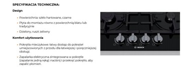 CZARNY ZESTAW BOSCH piekarnik + płyta gazowa szklana