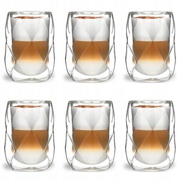 SZKLANKI TERMICZNE GEO 350ML DO KAWY LATTE VIALLI DESIGN + ŁYŻECZKI 6 SZTUK