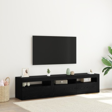 Tv skříně 2 ks se světly Led, černý dub, inženýrské dřevo Černá 3332505