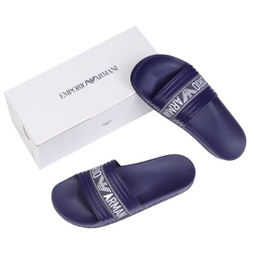 EMPORIO ARMANI markowe klapki męskie NEW italy NAVY BLUE 45