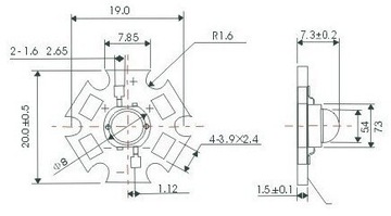 3W Powerled Powerled LED на PCB Star 45MIL, чтобы выбрать 10 цветов