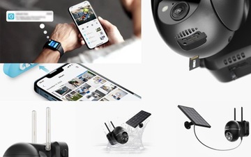 Солнечная камера для улицы, вращающаяся, IP, WiFi, 5 Мп, 4-кратный зум, 4 шт., 9000 мАч