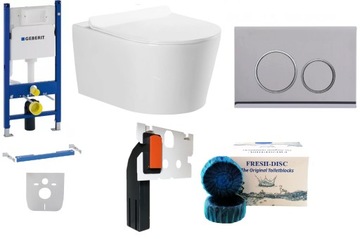 ZESTAW Stelaż WC GEBERIT + przycisk chrom + miska WC + deska W/O+ FRESH