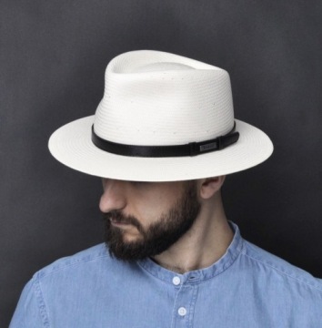 Мужская панамская шляпа федора ROBERTO кремовая 58